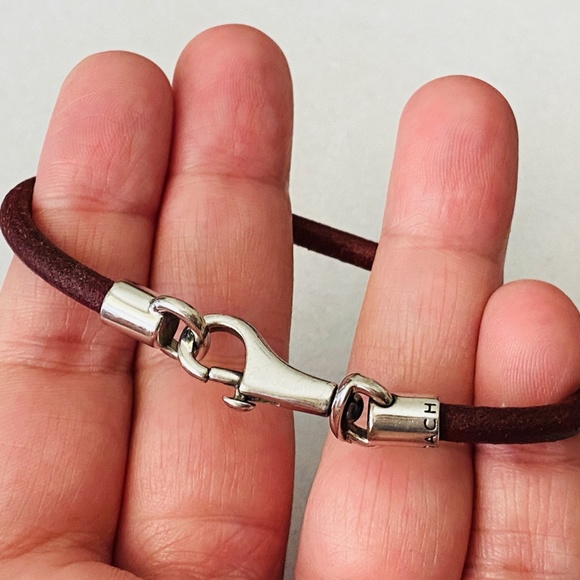 COACH 925 Sterling Silver and Leather Bracelet 7.5" - Picture 2 of 16